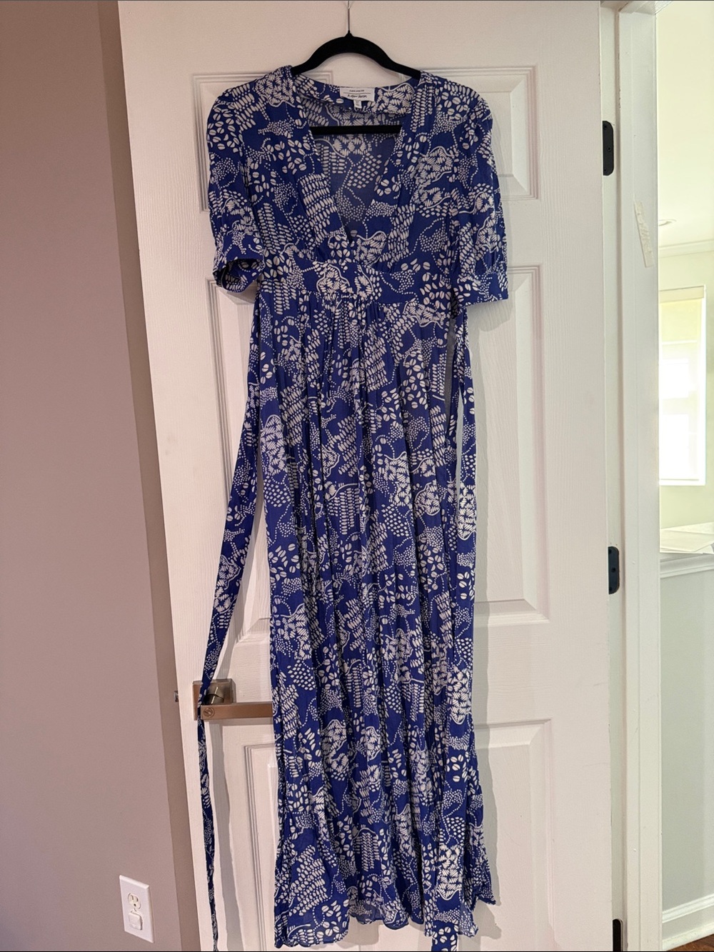 & Other Stories Blue and White Floral Wrap Maxi Dress